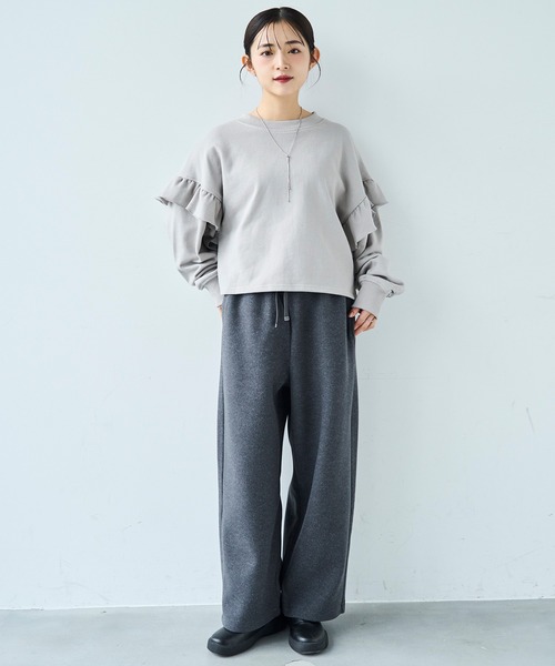 mil（ミル）の「暖かウールライク リラックスパンツ 【585138】（その他パンツ・レディース・ブラウン/モカ/チャコールグレー・FREE/S-Short/S-Regular/M-Short/M-Regular）」の4枚目の写真