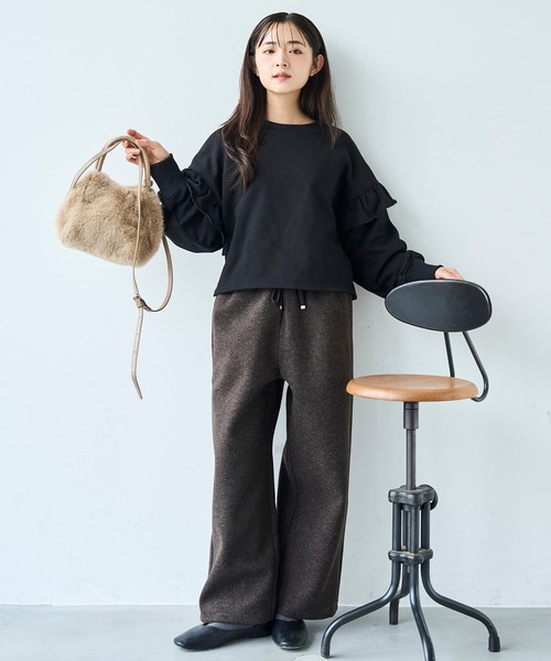 mil（ミル）の「暖かウールライク リラックスパンツ 【585138】（その他パンツ・レディース・ブラウン/モカ/チャコールグレー・FREE/S-Short/S-Regular/M-Short/M-Regular）」の14枚目の写真