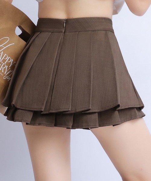 &soiree(アンドソワレ)の「ダブルプリーツミニスカート(スカート・レディース・グレー/ブラック/ブラウン・X-LARGE/LARGE/MEDIUM/SMALL)」の7枚目の写真