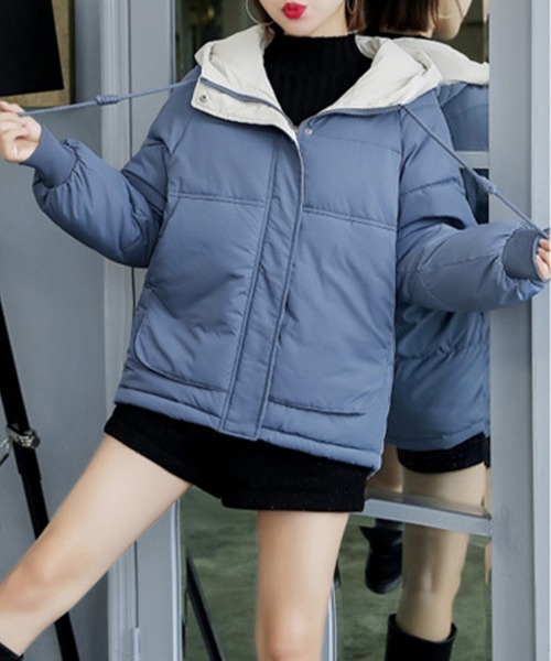 Miniministore(ミニミニストア)の「配色フード付き中綿ジャケットレディース冬(ダウンジャケット/コート・レディース・ブラック/ダークブルー/スモークピンク/アイボリー・FREE)」の17枚目の写真