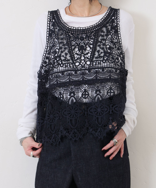 JOURNAL STANDARD LUXE(ジャーナルスタンダード ラックス)の「《追加》レースMIXノースリーブブラウス(010/040)(シャツ/ブラウス・レディース・ホワイト/ネイビー・FREE)」の22枚目の写真