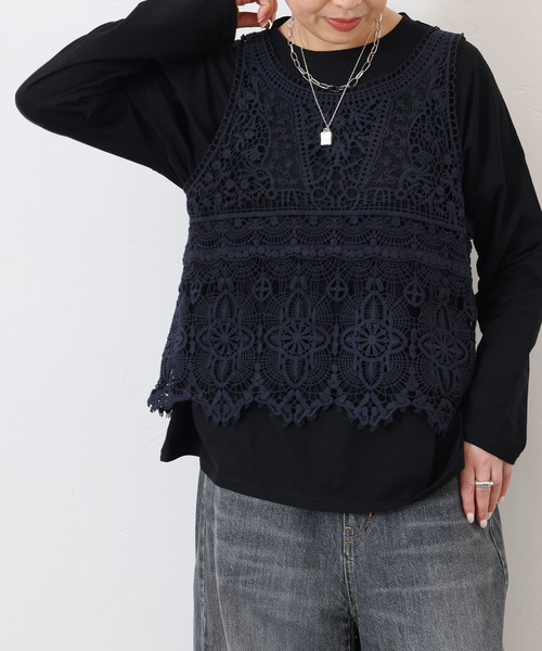 JOURNAL STANDARD LUXE(ジャーナルスタンダード ラックス)の「《追加》レースMIXノースリーブブラウス(010/040)(シャツ/ブラウス・レディース・ホワイト/ネイビー・FREE)」の18枚目の写真