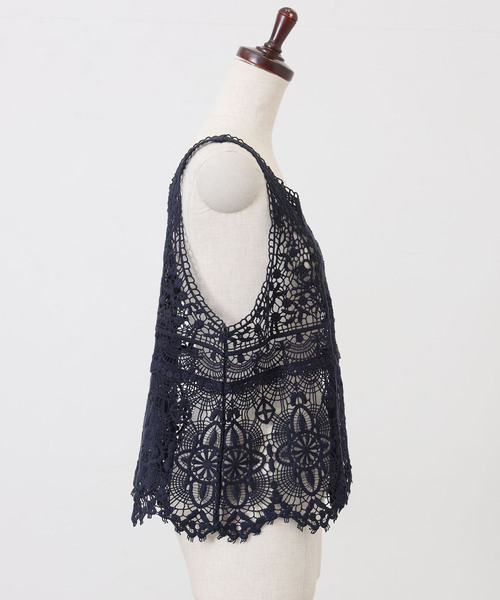 追加》レースMIXノースリーブブラウス（010/040）（シャツ/ブラウス