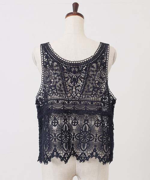 JOURNAL STANDARD LUXE(ジャーナルスタンダード ラックス)の「《追加》レースMIXノースリーブブラウス(010/040)(シャツ/ブラウス・レディース・ホワイト/ネイビー・FREE)」の12枚目の写真