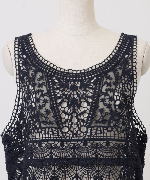 JOURNAL STANDARD LUXE(ジャーナルスタンダード ラックス)の「《追加》レースMIXノースリーブブラウス(010/040)(シャツ/ブラウス・レディース・ホワイト/ネイビー・FREE)」の11枚目の写真