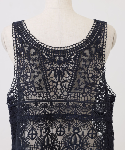 JOURNAL STANDARD LUXE(ジャーナルスタンダード ラックス)の「《追加》レースMIXノースリーブブラウス(010/040)(シャツ/ブラウス・レディース・ホワイト/ネイビー・FREE)」の10枚目の写真