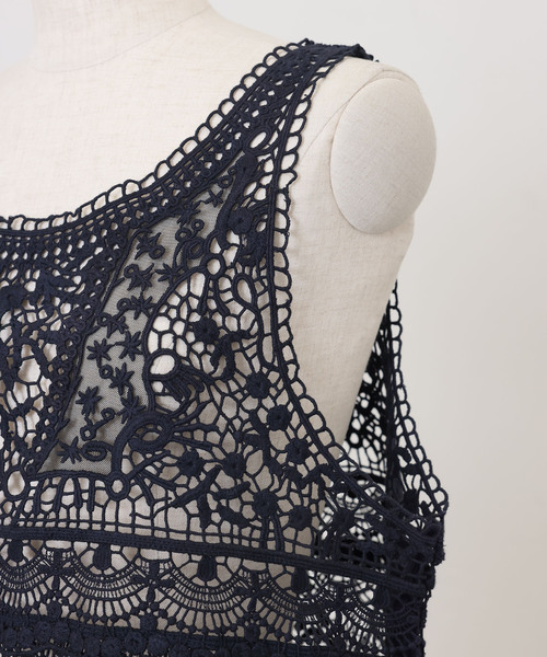 JOURNAL STANDARD LUXE(ジャーナルスタンダード ラックス)の「《追加》レースMIXノースリーブブラウス(010/040)(シャツ/ブラウス・レディース・ホワイト/ネイビー・FREE)」の9枚目の写真