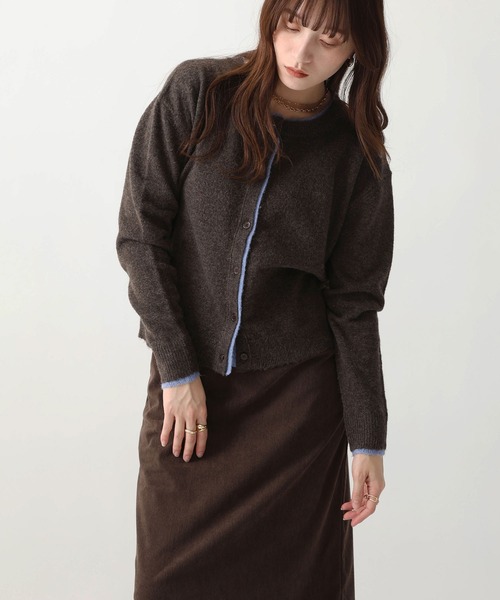 NOAHL(ノアル)の「【NOAHL】ウォームニット配色カーディガン(ニット/セーター・レディース・ベージュ系/グレー系/ブラウン系・FREE)」の3枚目の写真