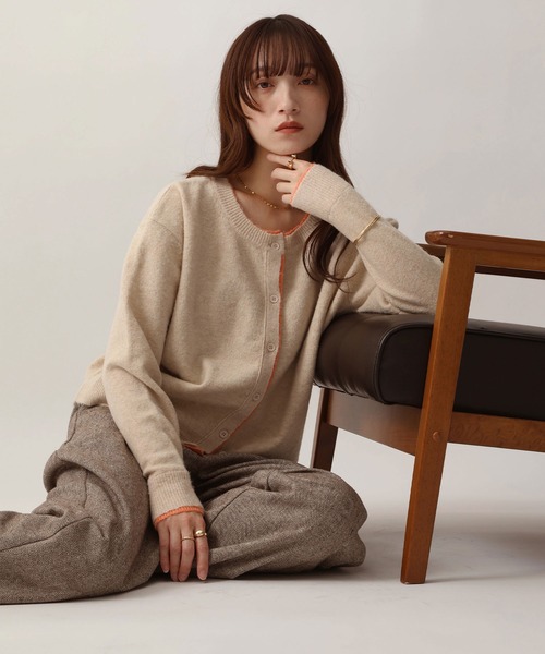 NOAHL(ノアル)の「【NOAHL】ウォームニット配色カーディガン(ニット/セーター・レディース・ベージュ系/グレー系/ブラウン系・FREE)」の4枚目の写真