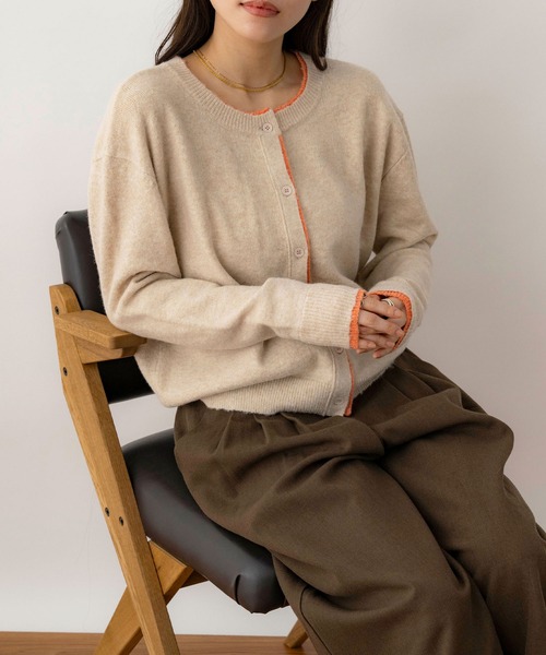 NOAHL(ノアル)の「【NOAHL】ウォームニット配色カーディガン(ニット/セーター・レディース・ベージュ系/グレー系/ブラウン系・FREE)」の18枚目の写真