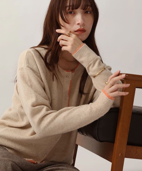 NOAHL(ノアル)の「【NOAHL】ウォームニット配色カーディガン(ニット/セーター・レディース・ベージュ系/グレー系/ブラウン系・FREE)」の5枚目の写真