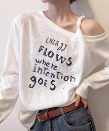 フロントロゴプリントワンショルダーカットソー