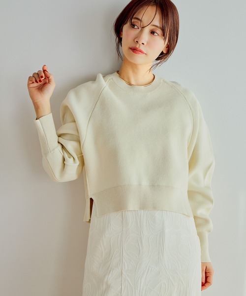 mysty woman（ミスティウーマン）の「スウェットライクニット　643873（ニット/セーター・レディース・ネイビー/イエロー/アイボリー・FREE）」の5枚目の写真