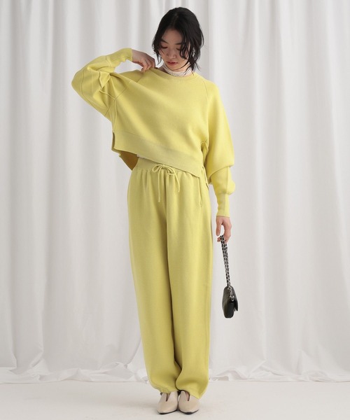 mysty woman（ミスティウーマン）の「スウェットライクニット　643873（ニット/セーター・レディース・ネイビー/イエロー/アイボリー・FREE）」の9枚目の写真