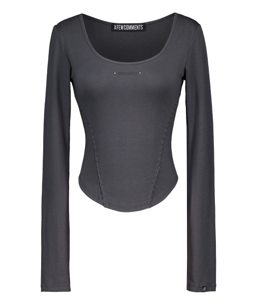 A FEW COMMENTS（アフューコメンツ）の「スモークシャーリングスcoopネックロングスリーブトップ CHARCOAL（Tシャツ/カットソー・レディース・その他・FREE）」の2枚目の写真