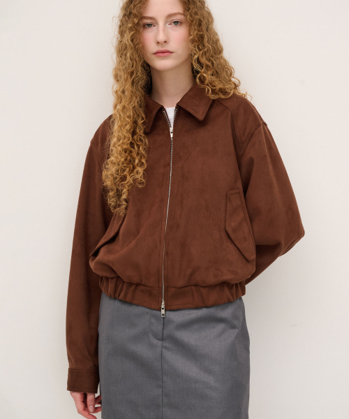 DOFFSEPT(ドフセプト)の「Vegan Leather Suede Crop Bomber in Mocha(ライダースジャケット・レディース・その他・FREE)」の1枚目の写真