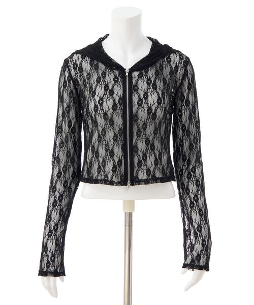 INGNI(イング)の「【WEB限定】ダブルジップレースパーカー(パーカー・レディース・ブラック/オフホワイト・M)」の3枚目の写真