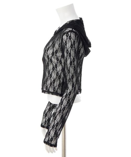 INGNI(イング)の「【WEB限定】ダブルジップレースパーカー(パーカー・レディース・ブラック/オフホワイト・M)」の4枚目の写真