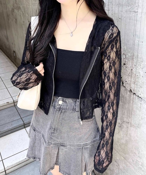 INGNI(イング)の「【WEB限定】ダブルジップレースパーカー(パーカー・レディース・ブラック/オフホワイト・M)」の21枚目の写真