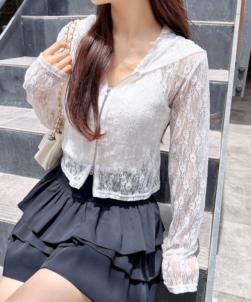 INGNI(イング)の「【WEB限定】ダブルジップレースパーカー(パーカー・レディース・ブラック/オフホワイト・M)」の14枚目の写真