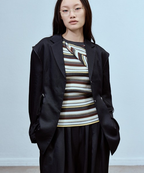 THINGS THAT MATTER(シングス ザット マター)の「ADJUSTABLE WAIST JACKET / アジャスタブル ウエスト ジャケット(テーラードジャケット・レディース・ネイビー/クリーム/ブラウン/ブラック・FREE)」の1枚目の写真