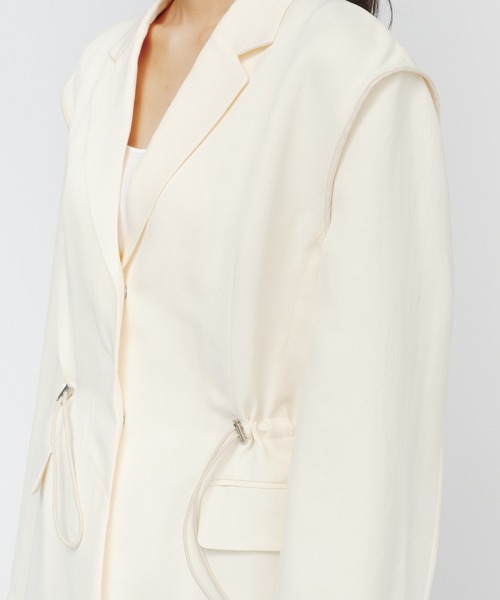 THINGS THAT MATTER(シングス ザット マター)の「ADJUSTABLE WAIST JACKET / アジャスタブル ウエスト ジャケット(テーラードジャケット・レディース・ネイビー/クリーム/ブラウン・FREE)」の10枚目の写真
