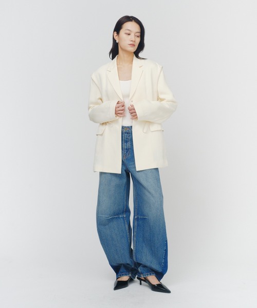 THINGS THAT MATTER(シングス ザット マター)の「ADJUSTABLE WAIST JACKET / アジャスタブル ウエスト ジャケット(テーラードジャケット・レディース・ネイビー/クリーム/ブラウン・FREE)」の9枚目の写真