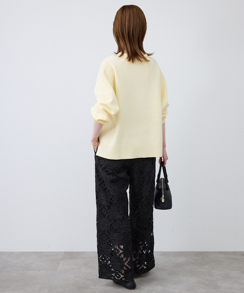SLOBE IENA（スローブイエナ）の「コットンレースイージーパンツ（その他パンツ・レディース・ブラック/ホワイト・36/38）」の3枚目の写真