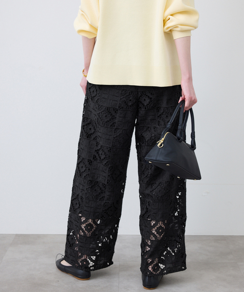 SLOBE IENA（スローブイエナ）の「コットンレースイージーパンツ（その他パンツ・レディース・ブラック/ホワイト・36/38）」の6枚目の写真
