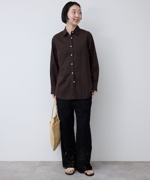 SLOBE IENA（スローブイエナ）の「コットンレースイージーパンツ（その他パンツ・レディース・ブラック/ホワイト・36/38）」の7枚目の写真