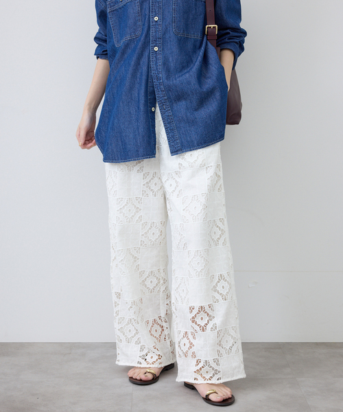 SLOBE IENA（スローブイエナ）の「コットンレースイージーパンツ（その他パンツ・レディース・ブラック/ホワイト・36/38）」の15枚目の写真