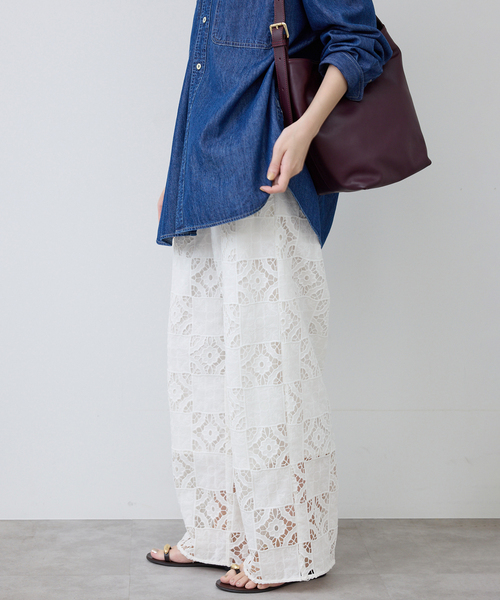 SLOBE IENA（スローブイエナ）の「コットンレースイージーパンツ（その他パンツ・レディース・ブラック/ホワイト・36/38）」の17枚目の写真