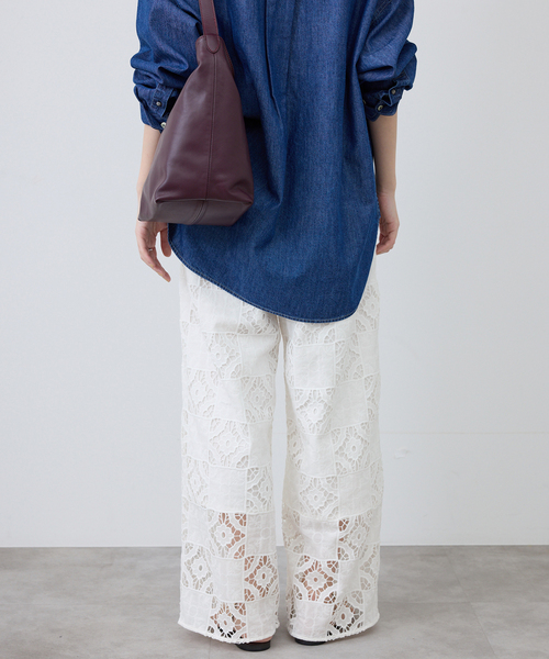 SLOBE IENA（スローブイエナ）の「コットンレースイージーパンツ（その他パンツ・レディース・ブラック/ホワイト・36/38）」の18枚目の写真