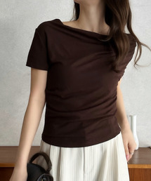 Eclat one（エクラワン）の「【Eclat one】ドレープネック 半袖 カットソー（Tシャツ/カットソー）」