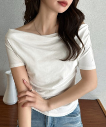 Eclat one（エクラワン）の「【Eclat one】ドレープネック 半袖 カットソー（Tシャツ/カットソー）」