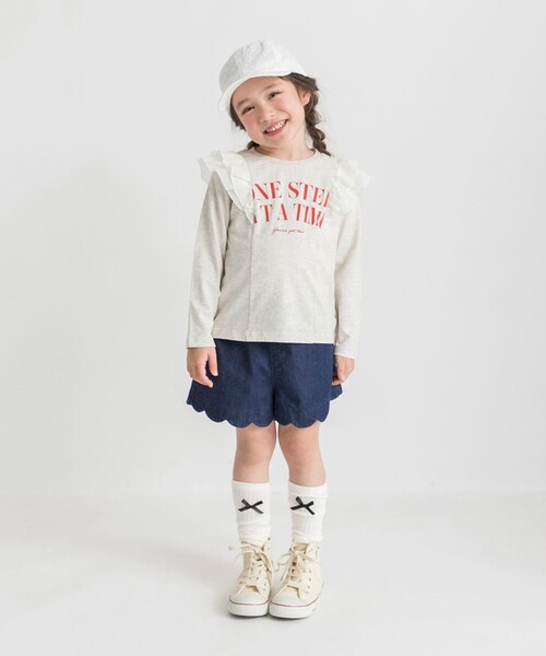 BRANSHES（ブランシェス）の「肩フリル長袖Tシャツ（Tシャツ/カットソー・キッズ・ラベンダー/アイボリー・100/150/130/120/110/90/140）」の4枚目の写真