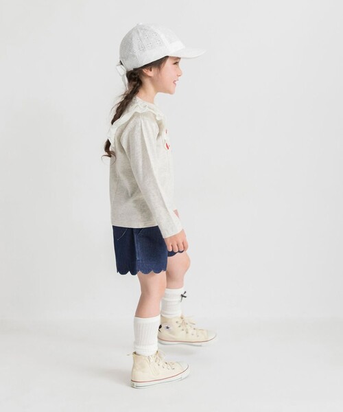 BRANSHES（ブランシェス）の「肩フリル長袖Tシャツ（Tシャツ/カットソー・キッズ・ラベンダー/アイボリー・100/150/130/120/110/90/140）」の5枚目の写真