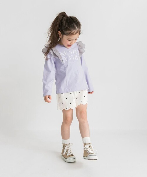 BRANSHES（ブランシェス）の「肩フリル長袖Tシャツ（Tシャツ/カットソー・キッズ・ラベンダー/アイボリー・100/150/130/120/110/90/140）」の11枚目の写真