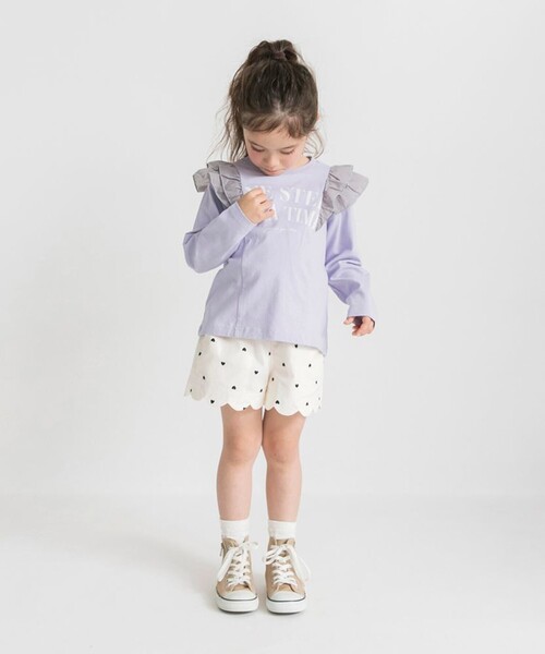 BRANSHES（ブランシェス）の「肩フリル長袖Tシャツ（Tシャツ/カットソー・キッズ・ラベンダー/アイボリー・100/150/130/120/110/90/140）」の12枚目の写真