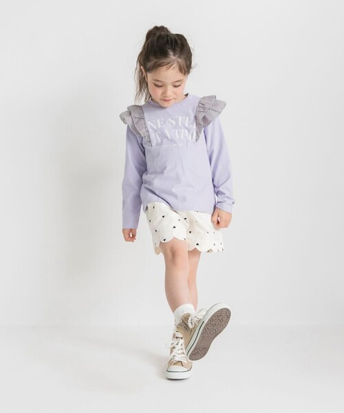 BRANSHES（ブランシェス）の「肩フリル長袖Tシャツ（Tシャツ/カットソー・キッズ・ラベンダー/アイボリー・100/150/130/120/110/90/140）」の13枚目の写真