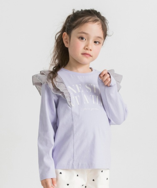 BRANSHES（ブランシェス）の「肩フリル長袖Tシャツ（Tシャツ/カットソー・キッズ・ラベンダー/アイボリー・100/150/130/120/110/90/140）」の2枚目の写真