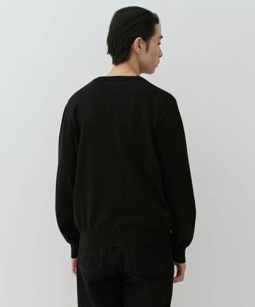 MUSINSA STANDARD（ムシンサスタンダード）の「ウォッシャブルスーピマコットンラウンドネックカーディガン[ブラック]（カーディガン/ボレロ・メンズ・ブラック・SMALL/MEDIUM/LARGE/X-LARGE/2XL）」の3枚目の写真