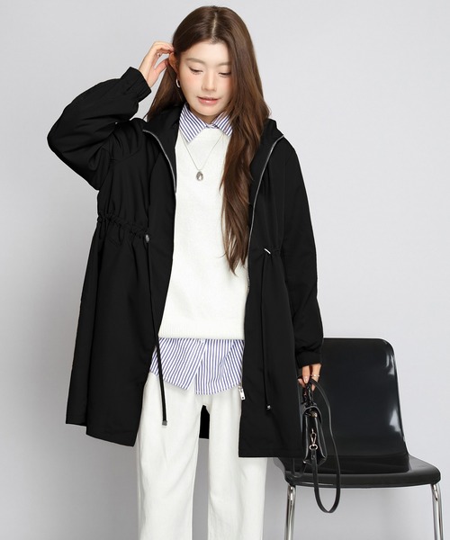 美品♡レオナール ナイロン コート 大きいサイズ 42 トリム ブラック セール】 ナイロンタフタ ソフトトレンチコート （トレンチコート