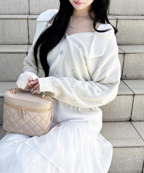 INGNI（イング）の「肩リボン装飾付ニットカーディガン（カーディガン/ボレロ・レディース・アイボリー/サックスブルー/ライトグレー/ピンク・M）」の14枚目の写真