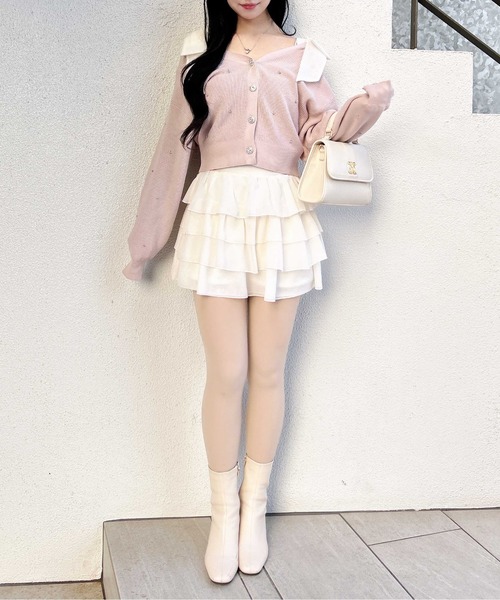 INGNI（イング）の「肩リボン装飾付ニットカーディガン（カーディガン/ボレロ・レディース・アイボリー/サックスブルー/ライトグレー/ピンク・M）」の5枚目の写真