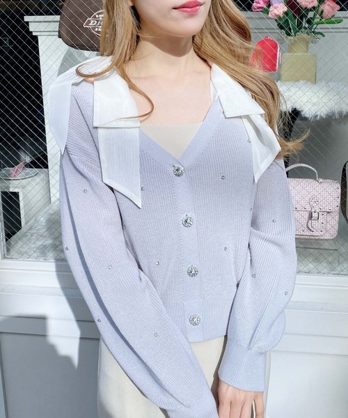 INGNI（イング）の「肩リボン装飾付ニットカーディガン（カーディガン/ボレロ・レディース・アイボリー/サックスブルー/ライトグレー/ピンク・M）」の22枚目の写真