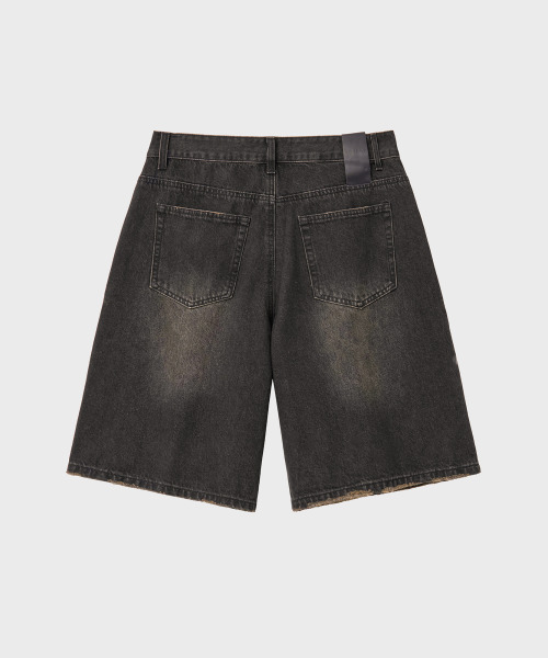 NOIRER(ノイア)の「キャットウォッシングワイドバミューダデニムパンツ(ブラック)(デニムパンツ・メンズ・その他・48/50/52)」の2枚目の写真