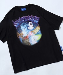 SEQUENZ（シークエンズ）の「ユニバース キャットTシャツ/宇宙 猫 フォトプリント/韓国ストリート/Y2K/アニマルグラフィック/ビッグシルエット（Tシャツ/カットソー）」
