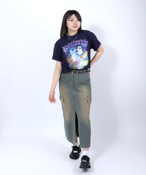 Salong hameu(サロン ハミュー)の「ユニバース キャットTシャツ/宇宙 猫 フォトプリント/韓国ストリート/Y2K/アニマルグラフィック/ビッグシルエット(Tシャツ/カットソー・メンズ・ホワイト/ブラック/ネイビー/ピンク・S/M/L)」の22枚目の写真