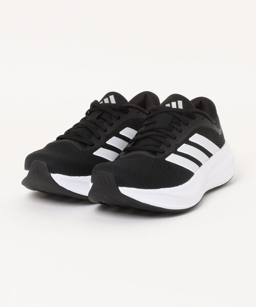 adidas(アディダス)の「adidas アディダス RESPONSE RUNNER 2 レディーススニーカー ランニングシューズ(レスポンスランナー2) KJ1736 コアブラック/フットウェアホワイト/シルバー(スニーカー・レディース・ブラック×ホワイト・22.5cm/23.0cm/23.5cm/24.0cm/24.5cm/25.0cm)」の1枚目の写真